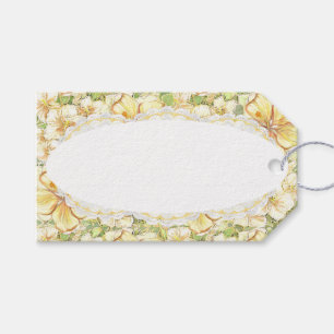 Étiquettes-cadeau Hibiscus & dentelle JAUNE