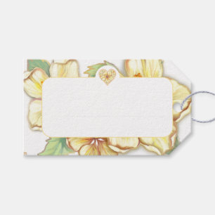Étiquettes-cadeau Hibiscus & dentelle JAUNE