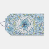 Étiquettes-cadeau Hibiscus & dentelle TURQUOISE (Dos (Horizontal))