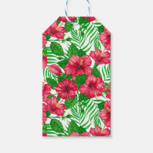 Étiquettes-cadeau Hibiscus et palmiers feuilles