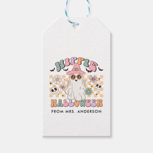 Étiquettes-cadeau Hippie Halloween Super Retro (Devant)