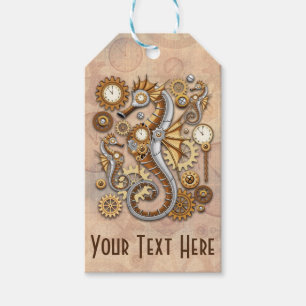 Étiquettes-cadeau Hippocampe Steampunk Art Suréaliste Vintage