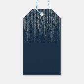 Étiquettes-cadeau Hiver Bleu et Argent Éclairage de glace Mariage (Dos)