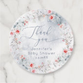 Étiquettes Cadeau Hiver neige bleu poussiéreux Berry Merci (Devant)