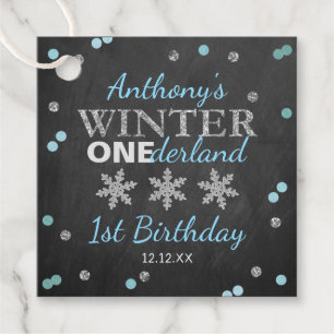 Étiquettes Cadeau Hiver ONE derland Chalkboard 1er anniversaire