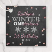 Étiquettes Cadeau Hiver ONE derland Chalkboard 1er anniversaire (Devant)