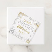 Étiquettes Cadeau Hiver Onederland Anniversaire Silver Gold Snowflak (En situation)