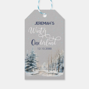 Étiquettes-cadeau Hiver Onederland Noël 1er anniversaire garçon