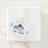Étiquettes Cadeau Hiver Onederland Penguin Thankyou (En situation)