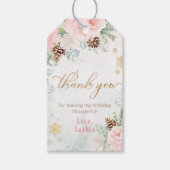 Étiquettes-cadeau Hiver onederland rose vif anniversaire merci (Devant)