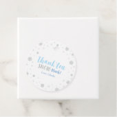 Étiquettes Cadeau Hiver, Silver & Blue 1er anniversaire fête (En situation)