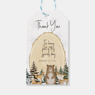 Étiquettes-cadeau Hiver Woodland Animaux Merci Tags