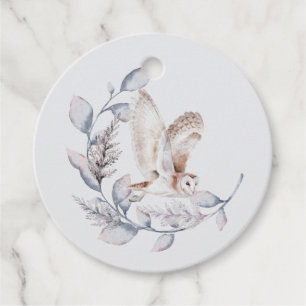 Étiquettes Cadeau Hivernal Chouette des bois Baby shower de script m