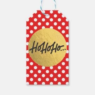 Étiquettes-cadeau HO HO HO Christmas Holiday Red White Pois