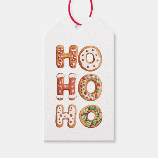 Étiquettes-cadeau Ho Ho Ho Gingerbread Cookie Christmas (Devant)