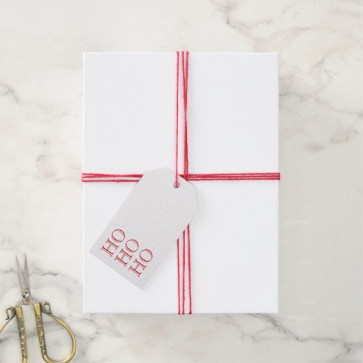 Étiquettes-cadeau Ho Ho Ho rouge et blanc blanc Noël moderne (With Twine)