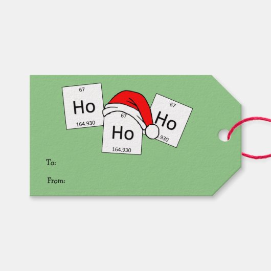 Étiquettes-cadeau HoHo Holmium Chimie, élément jeu de Noël (Devant (Horizontal))