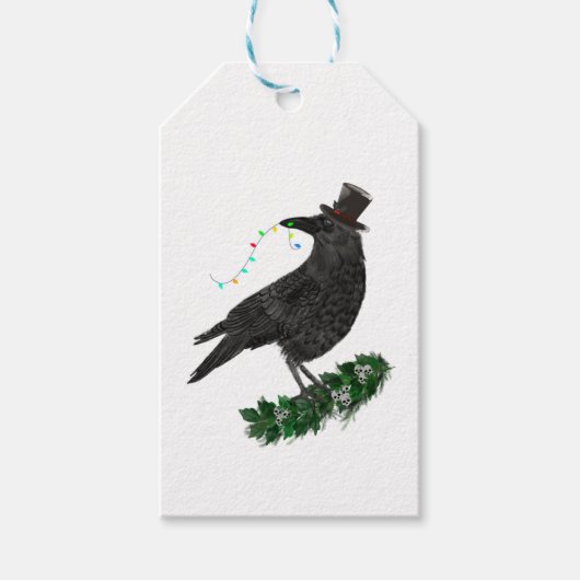 Étiquettes-cadeau Holiday Crow with Top Hat (Devant)