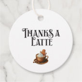 Étiquettes Cadeau Holiday Merci un Latte, Café Noël (Devant)