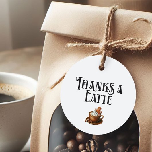 Étiquettes Cadeau Holiday Merci un Latte, Café Noël