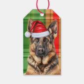 Étiquettes-cadeau Holiday Plaid and German Shepherd Dog Christmas (Devant)