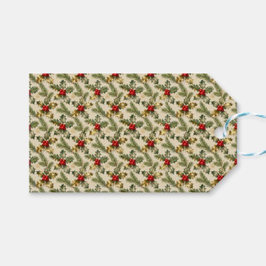 Étiquettes-cadeau Holly and Evergreens (Devant (Horizontal))