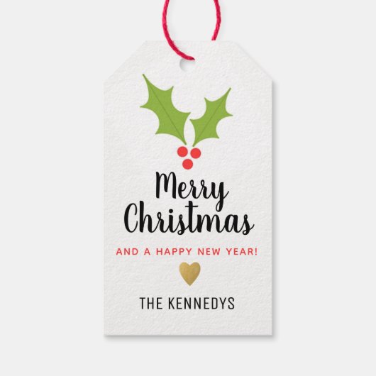 Étiquettes-cadeau Holly Berries Joyeux Noël (Dos)