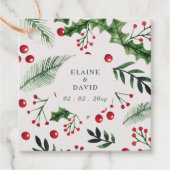 Étiquettes Cadeau Holly Berries Noël Mariage d'hiver (Devant)