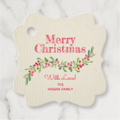 Étiquettes Cadeau Holly Berries sur Ivory Christmas Holiday Fancy (Devant)