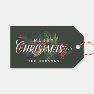 Étiquettes-cadeau Holly Days Joyeux Noël personnalisé à partir d