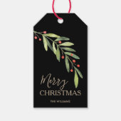 Étiquettes-cadeau Holly et Berries sur Black Joyer Noël (Devant)