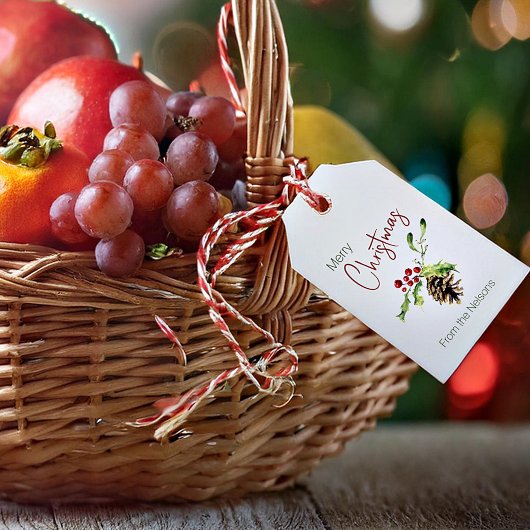 Étiquettes-cadeau Holly et pinecone personnalisée