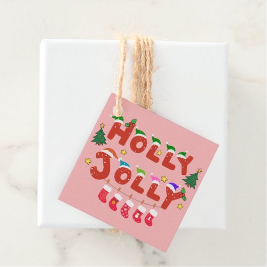 Étiquettes Cadeau Holly Jolly (En situation)