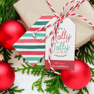 Étiquettes-cadeau Holly Jolly Stripes Tags cadeaux de Noël