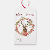 Étiquettes-cadeau Holly Wreath Red Bow Reindee Noël (Devant)