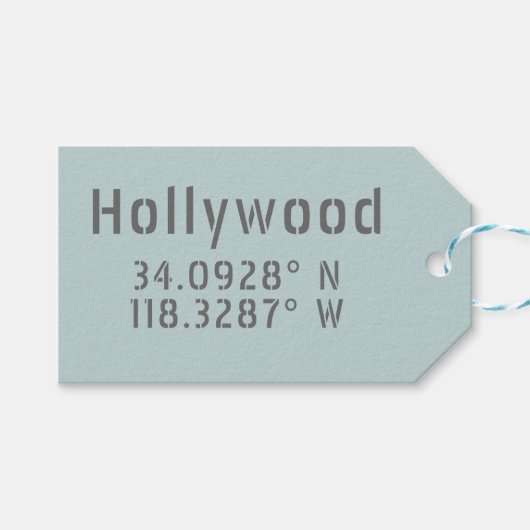 Étiquettes-cadeau Hollywood Latitude Longitude (Devant (Horizontal))