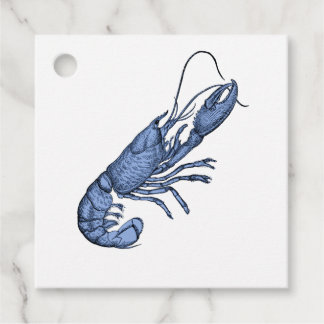 Étiquettes Cadeau Homard Bleu Rétro Image Vintage