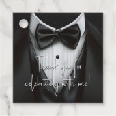 Étiquettes Cadeau Hommes Noir Blanc Tuxedo Anniversaire (Devant)