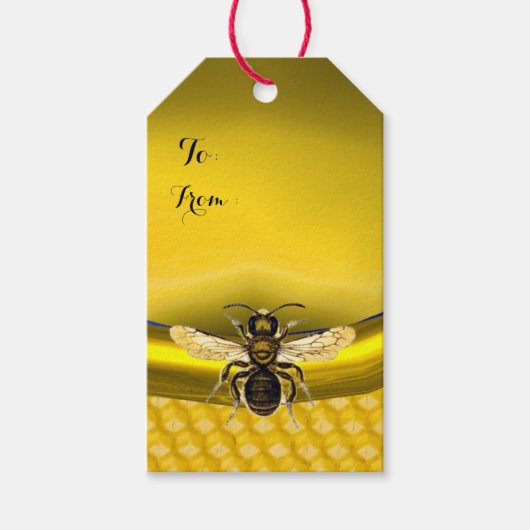 ÉTIQUETTES-CADEAU HONEY BEE, BEEKEEPER MONOGRAMME DE SCEAU DE CIRE B (Devant)