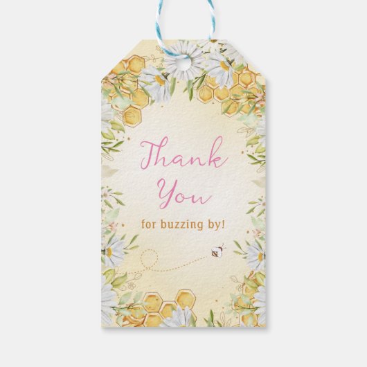 Étiquettes-cadeau Honeypeb Bee First Beeday Girl 1er Anniversaire (Dos)