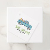 Étiquettes Cadeau Honk & Wave Drive Thru Baby shower Blue Truck (En situation)