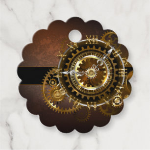 Étiquettes Cadeau Horloge Steampunk avec des engrenages anciens