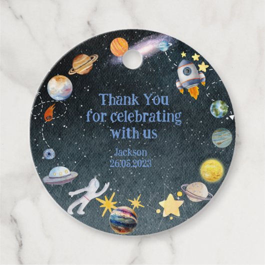 Étiquettes Cadeau Hors de ce monde l'aventure spatiale merci (Devant)