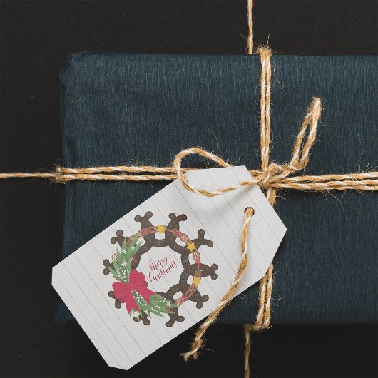 Étiquettes-cadeau Horseshoe Christmas Wreath