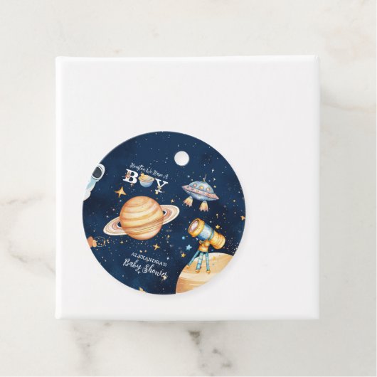 Étiquettes Cadeau Houston We Have A Boy Outer Space (En situation)
