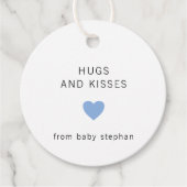 Étiquettes Cadeau Hugs et baisers Baby shower moderne Blue Boy (Devant)