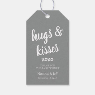 Étiquettes-cadeau Hugs & Kisses Blue merci Baby shower Tags cadeaux