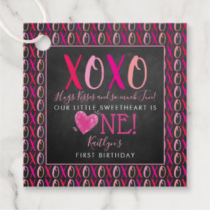 Étiquettes Cadeau Hugs & Kisses (XOXO) Valentine's Day 1st Birthday
