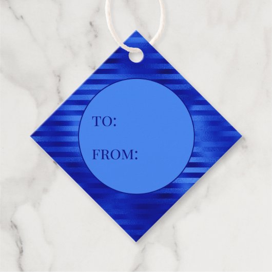Étiquettes Cadeau Huile Bleue Royale Striée Vers Hanoukka (Devant)