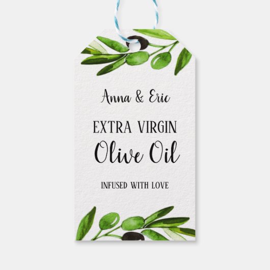 Étiquettes-cadeau Huile d'olive extra vierge Élégant Mariage moderne (Dos)